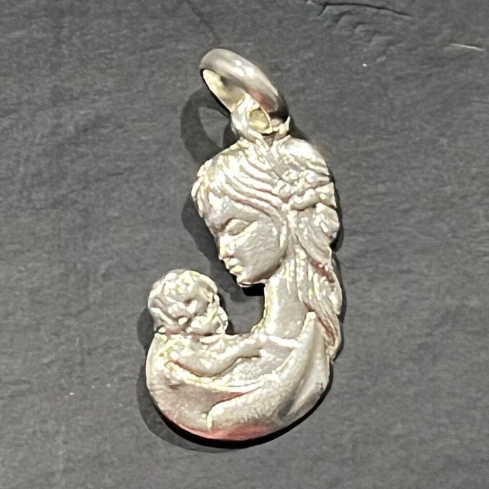 925 Sterling Silver Textured Charm Pendant w/ Bail No Stone Silver Tone